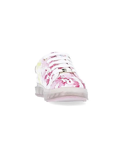 360 degree animation of product Girls pink tie dye RI monogram trainers frame-20