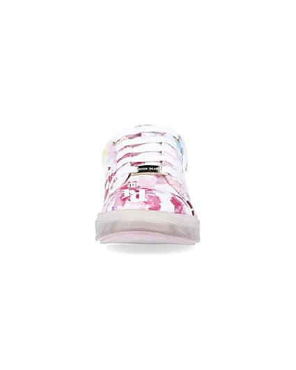360 degree animation of product Girls pink tie dye RI monogram trainers frame-21