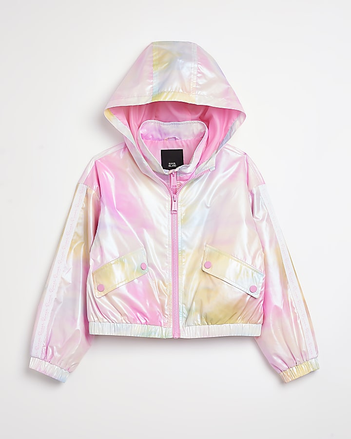 Girls pink tie dye windbreaker jacket