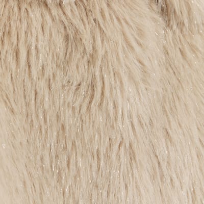 Girls pink tinsel faux fur coat River Island