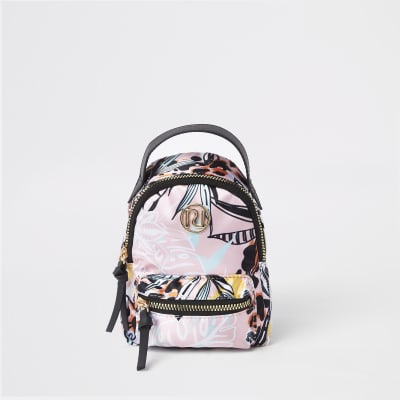Girls pink tropical print mini backpack