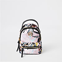 Girls pink tropical print mini backpack