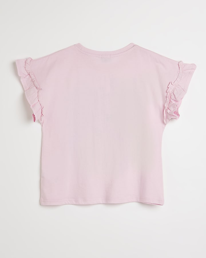 Girls pink 'Unique' embellished t-shirt