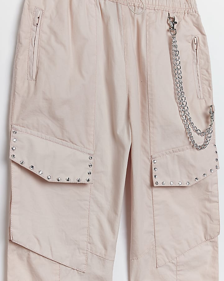 Girls pink utility jogger trousers