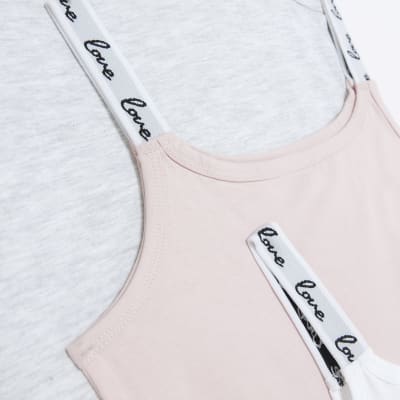 Girls pink vest 3 pack | River Island