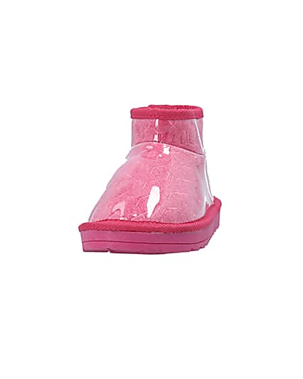 360 degree animation of product Girls Pink Vinyl Faux Fur Lined Ankle Boots frame-22
