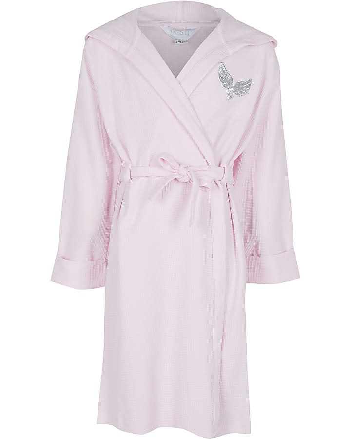 Girls pink waffle robe