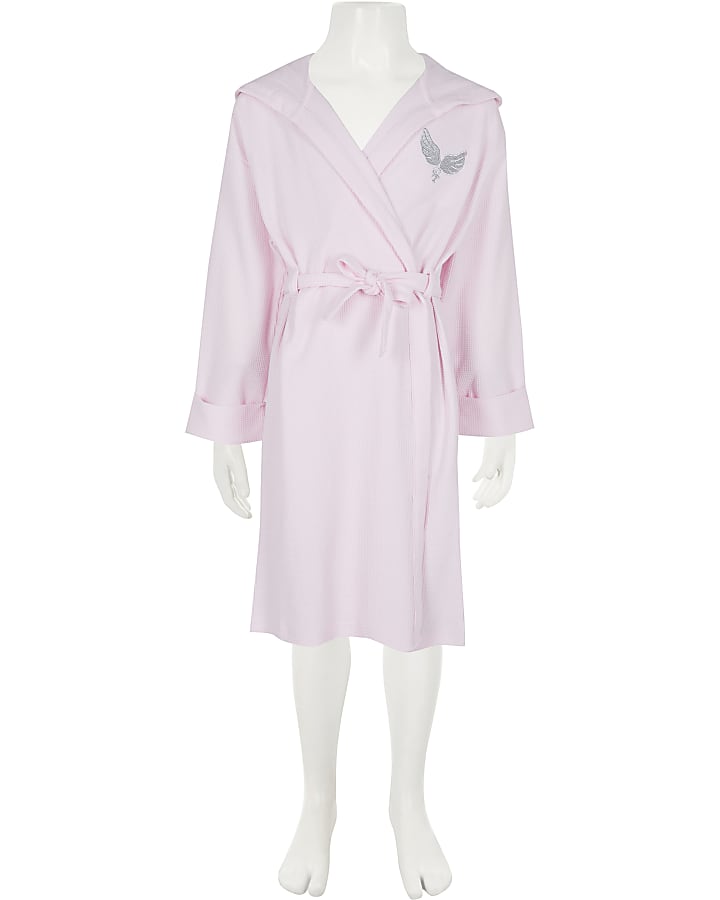 Girls pink waffle robe