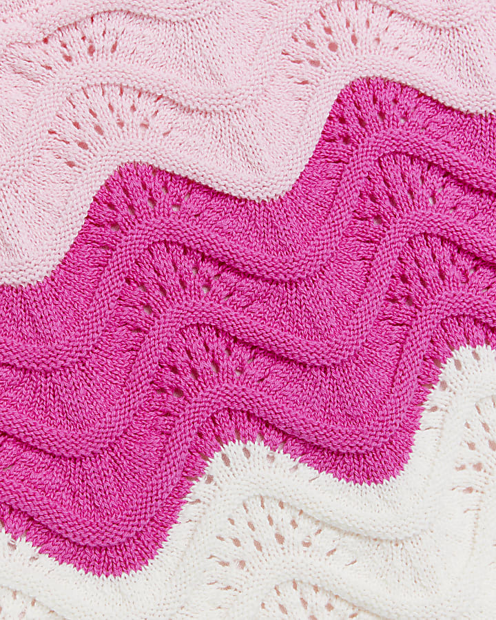 Girls pink wave crochet halter top set