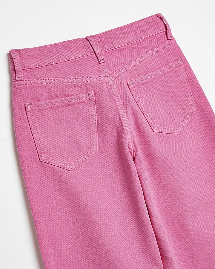 Girls pink wide leg jeans