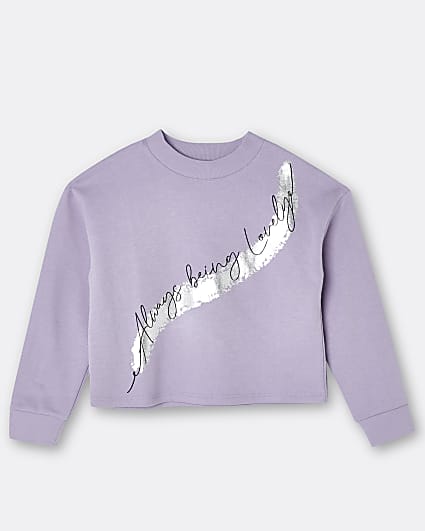 Girls purple 'Always being lovely' sweatshirt
