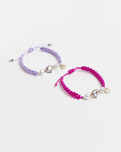 Girls purple and pink friendship bracelets