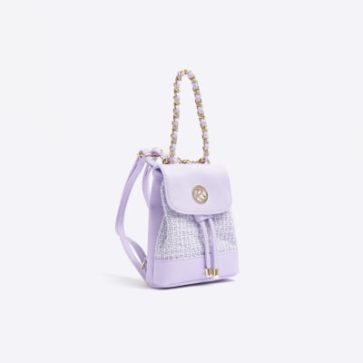 Girls purple boucle mini backpack River Island