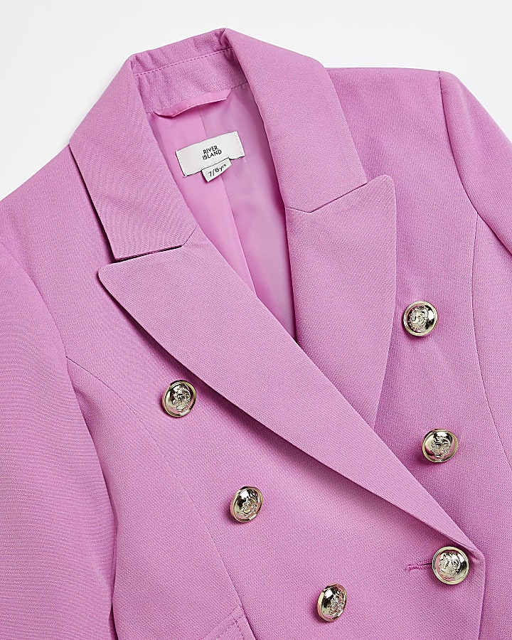 Girls Purple Buttoned Blazer