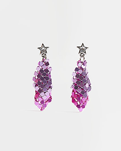 Girls Purple chainmail Drop Earrings