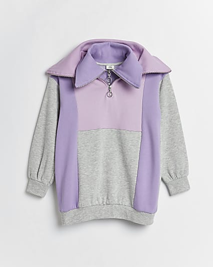 Girls purple double funnel neck sweatshirt