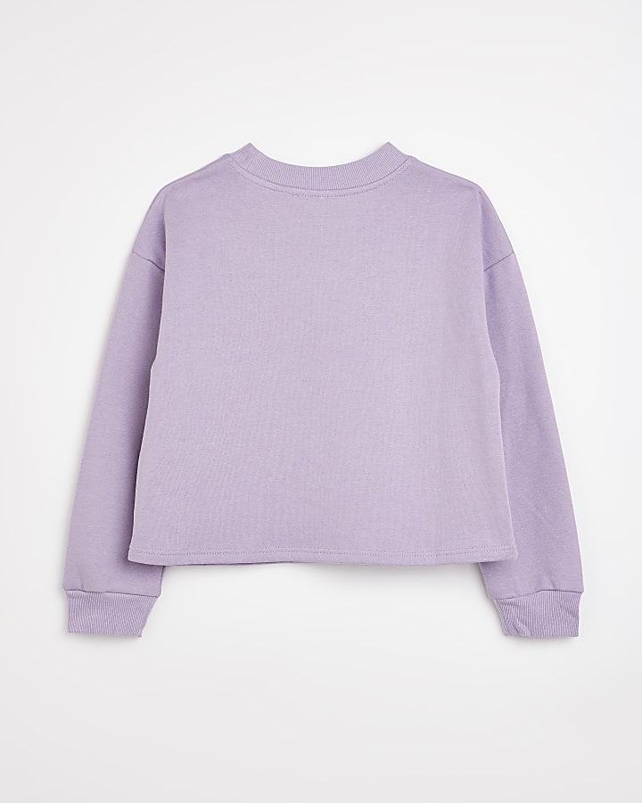 Girls purple embellished Print Sweatshirt