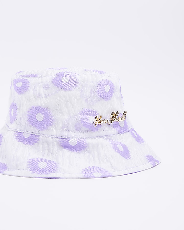 Girls purple floral bucket hat