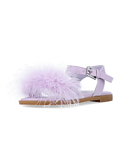 360 degree animation of product Girls Purple Fluffy Sandals frame-0