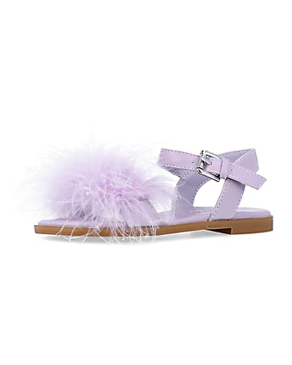 360 degree animation of product Girls Purple Fluffy Sandals frame-1