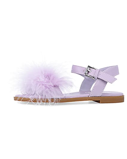 360 degree animation of product Girls Purple Fluffy Sandals frame-2