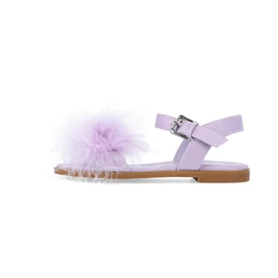 360 degree animation of product Girls Purple Fluffy Sandals frame-3