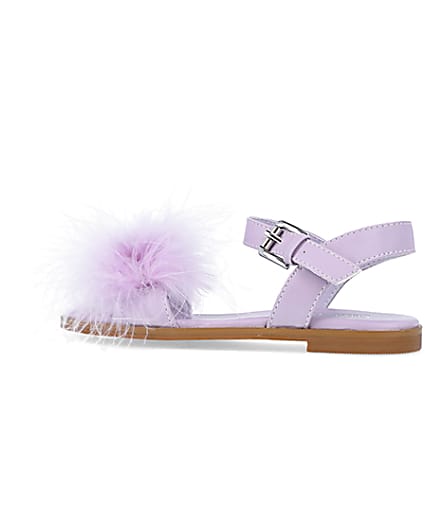 360 degree animation of product Girls Purple Fluffy Sandals frame-4