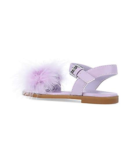 360 degree animation of product Girls Purple Fluffy Sandals frame-5
