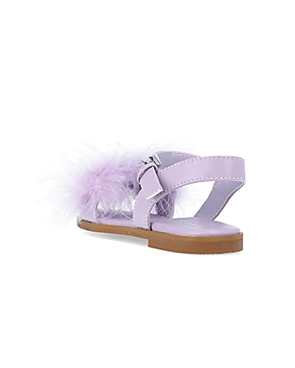360 degree animation of product Girls Purple Fluffy Sandals frame-7