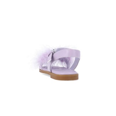 360 degree animation of product Girls Purple Fluffy Sandals frame-8