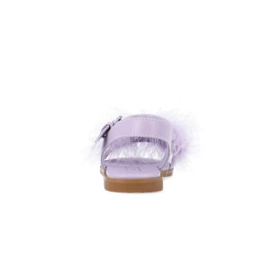 360 degree animation of product Girls Purple Fluffy Sandals frame-9
