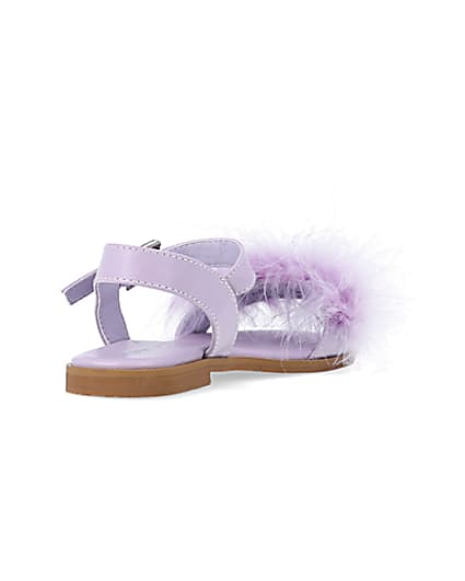 360 degree animation of product Girls Purple Fluffy Sandals frame-11