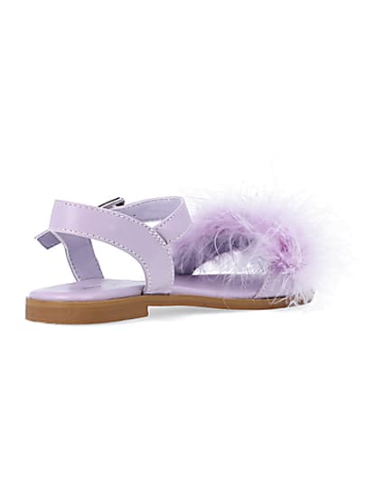 360 degree animation of product Girls Purple Fluffy Sandals frame-12
