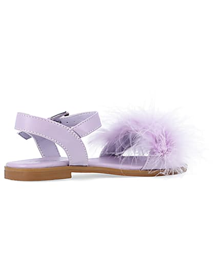 360 degree animation of product Girls Purple Fluffy Sandals frame-13