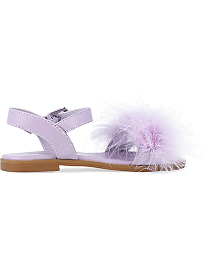 360 degree animation of product Girls Purple Fluffy Sandals frame-14