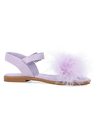 360 degree animation of product Girls Purple Fluffy Sandals frame-16