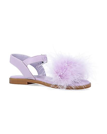 360 degree animation of product Girls Purple Fluffy Sandals frame-17
