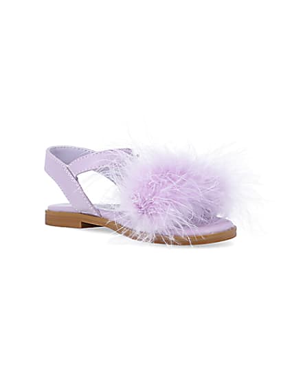 360 degree animation of product Girls Purple Fluffy Sandals frame-18