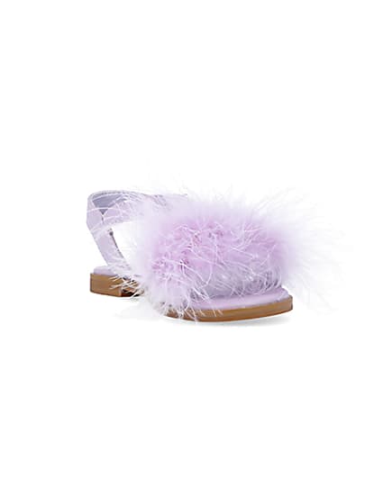360 degree animation of product Girls Purple Fluffy Sandals frame-19