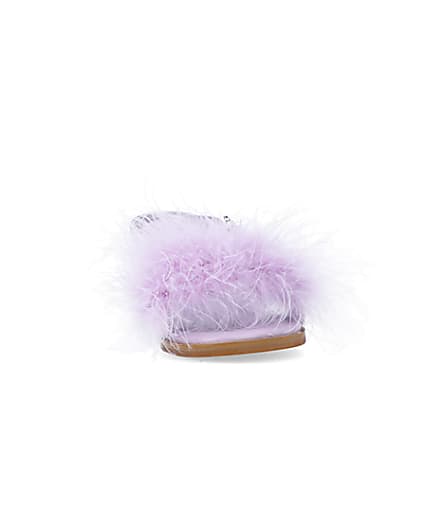 360 degree animation of product Girls Purple Fluffy Sandals frame-20