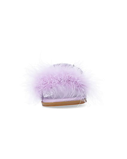 360 degree animation of product Girls Purple Fluffy Sandals frame-21