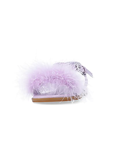 360 degree animation of product Girls Purple Fluffy Sandals frame-22
