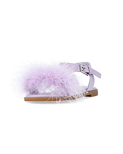 360 degree animation of product Girls Purple Fluffy Sandals frame-23