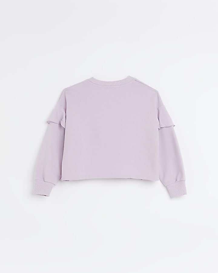 Girls Purple Frill Sleeve Sweatshirt