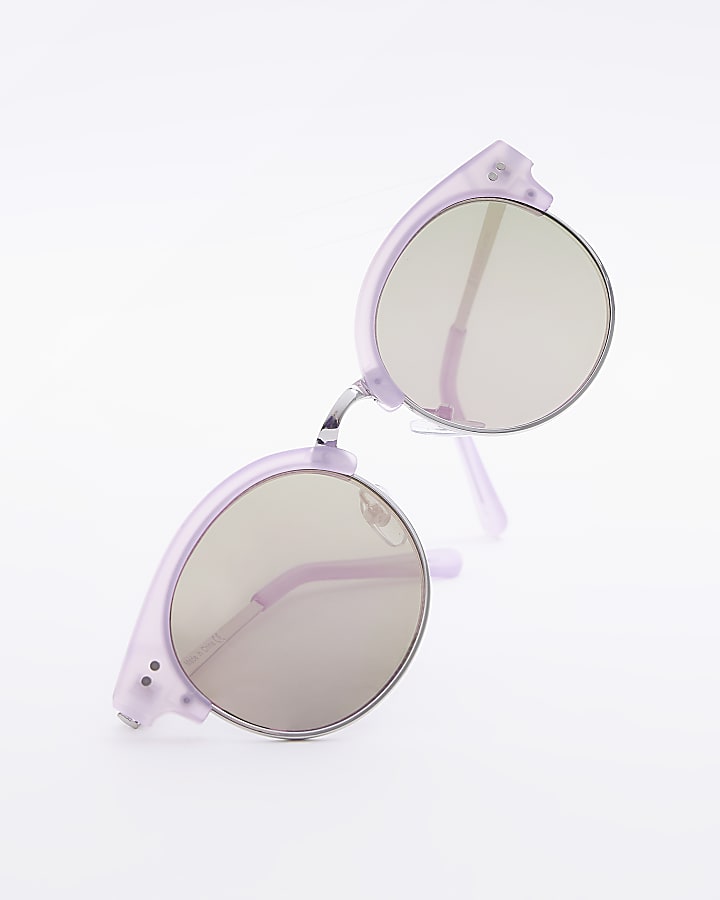 Girls Purple Frosted Retro Sunglasses