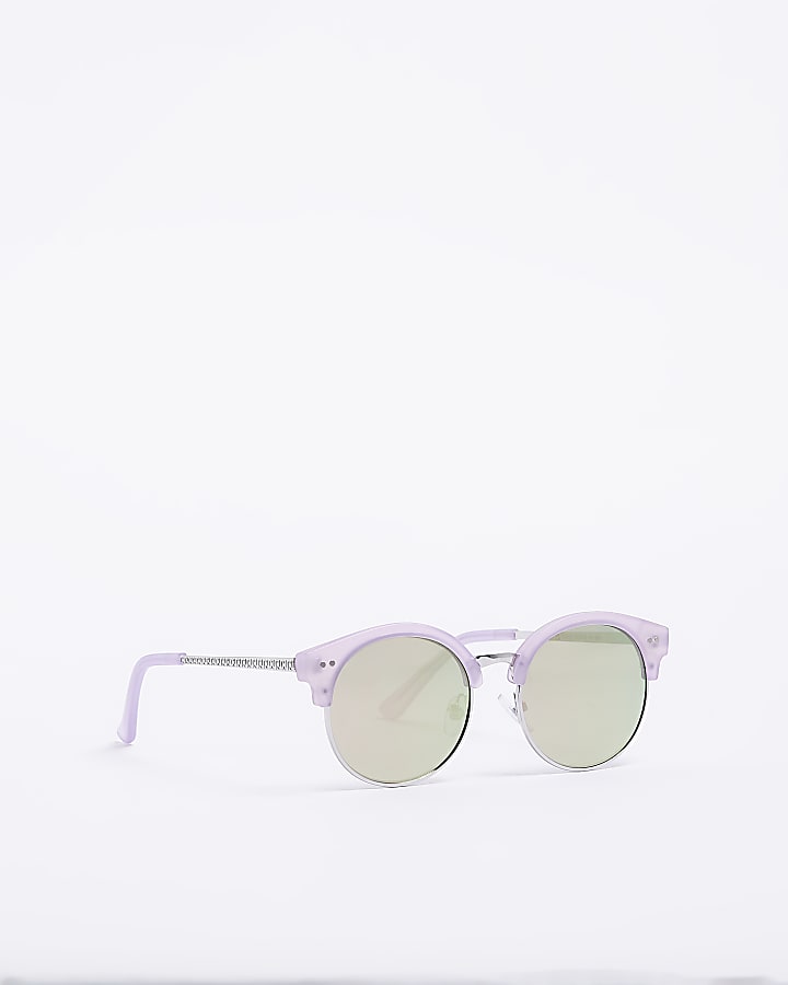 Girls Purple Frosted Retro Sunglasses