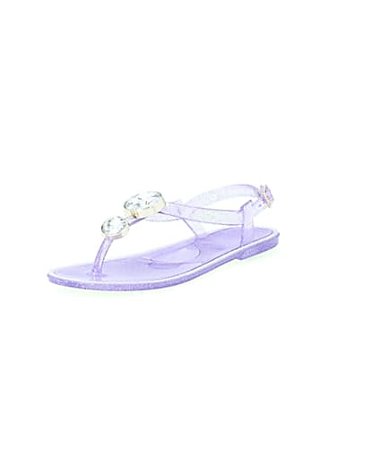 360 degree animation of product Girls purple gem jelly sandals frame-0