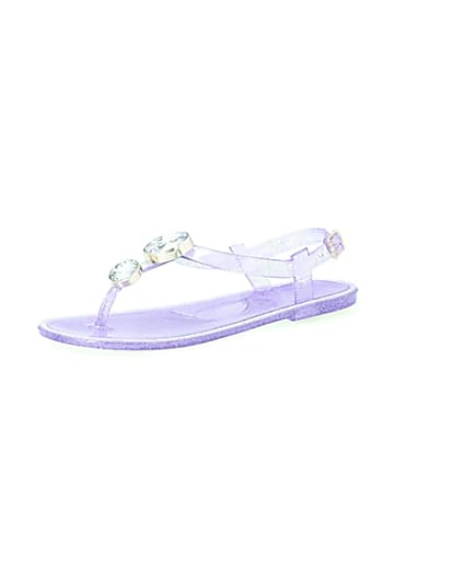 360 degree animation of product Girls purple gem jelly sandals frame-1