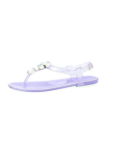 360 degree animation of product Girls purple gem jelly sandals frame-2