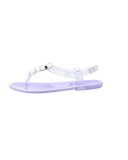 360 degree animation of product Girls purple gem jelly sandals frame-3